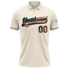 Laden Sie das Bild in den Galerie-Viewer, Custom Cream Vintage USA Flag-Black Performance Vapor Golf Polo Shirt
