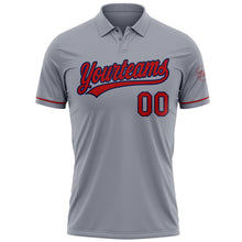 Загрузить изображение в средство просмотра галереи, Custom Gray Red-Navy Performance Vapor Golf Polo Shirt
