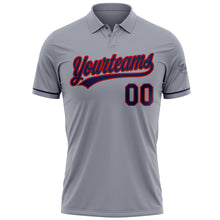 Загрузить изображение в средство просмотра галереи, Custom Gray Navy-Red Performance Vapor Golf Polo Shirt
