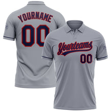 Загрузить изображение в средство просмотра галереи, Custom Gray Navy-Red Performance Vapor Golf Polo Shirt
