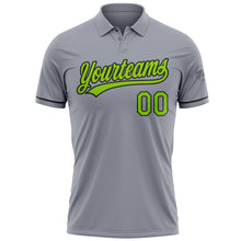 Laden Sie das Bild in den Galerie-Viewer, Custom Gray Neon Green-Black Performance Vapor Golf Polo Shirt
