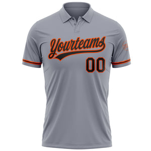 Custom Gray Black-Orange Performance Vapor Golf Polo Shirt