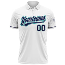 Load image into Gallery viewer, Custom White Navy Gray-Teal Performance Vapor Golf Polo Shirt
