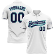 Load image into Gallery viewer, Custom White Navy Gray-Teal Performance Vapor Golf Polo Shirt
