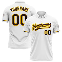 Load image into Gallery viewer, Custom White Brown-Yellow Performance Vapor Golf Polo Shirt
