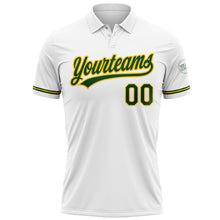 Laden Sie das Bild in den Galerie-Viewer, Custom White Green-Yellow Performance Vapor Golf Polo Shirt
