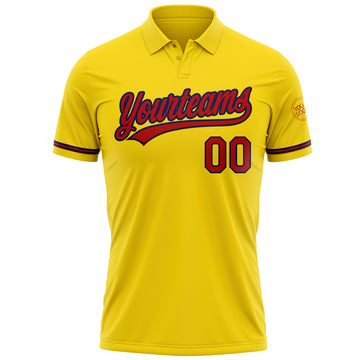 Custom Yellow Red-Navy Performance Vapor Golf Polo Shirt