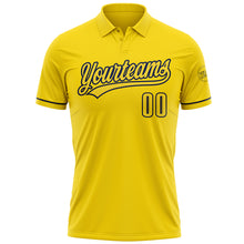 Load image into Gallery viewer, Custom Yellow Navy Performance Vapor Golf Polo Shirt
