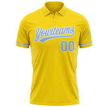 Load image into Gallery viewer, Custom Yellow Light Blue-White Performance Vapor Golf Polo Shirt

