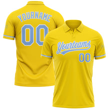 Laden Sie das Bild in den Galerie-Viewer, Custom Yellow Light Blue-White Performance Vapor Golf Polo Shirt
