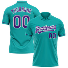 Laden Sie das Bild in den Galerie-Viewer, Custom Aqua Purple-White Performance Vapor Golf Polo Shirt
