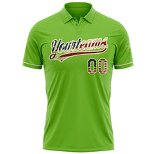 Load image into Gallery viewer, Custom Neon Green Vintage USA Flag-Cream Performance Vapor Golf Polo Shirt
