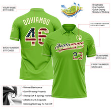 Загрузить изображение в средство просмотра галереи, Custom Neon Green Vintage USA Flag-Cream Performance Vapor Golf Polo Shirt
