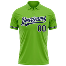 Load image into Gallery viewer, Custom Neon Green Navy-White Performance Vapor Golf Polo Shirt

