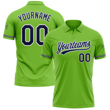 Load image into Gallery viewer, Custom Neon Green Navy-White Performance Vapor Golf Polo Shirt
