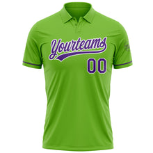 Laden Sie das Bild in den Galerie-Viewer, Custom Neon Green Purple-White Performance Vapor Golf Polo Shirt
