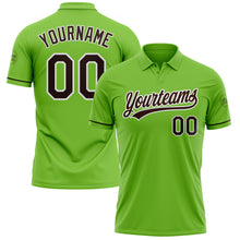 Load image into Gallery viewer, Custom Neon Green Brown-White Performance Vapor Golf Polo Shirt
