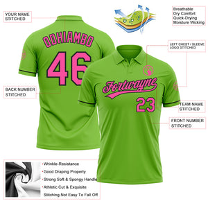 Custom Neon Green Pink-Black Performance Vapor Golf Polo Shirt