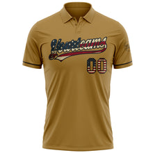 Charger l&#39;image dans la galerie, Custom Old Gold Vintage USA Flag-Black Performance Vapor Golf Polo Shirt
