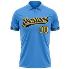 Laden Sie das Bild in den Galerie-Viewer, Custom Powder Blue Yellow-Navy Performance Vapor Golf Polo Shirt
