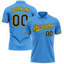 Laden Sie das Bild in den Galerie-Viewer, Custom Powder Blue Black-Yellow Performance Vapor Golf Polo Shirt
