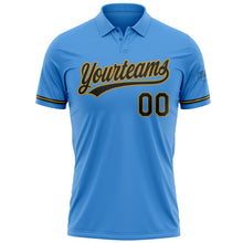 Laden Sie das Bild in den Galerie-Viewer, Custom Powder Blue Black-Old Gold Performance Vapor Golf Polo Shirt
