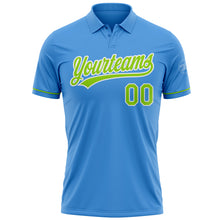 Laden Sie das Bild in den Galerie-Viewer, Custom Powder Blue Neon Green-White Performance Vapor Golf Polo Shirt
