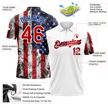 Laden Sie das Bild in den Galerie-Viewer, Custom White Red-Royal 3D American Flag Performance Golf Polo Shirt

