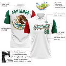 Load image into Gallery viewer, Custom White Kelly Green-Red Mexico Two Tone Performance Golf Polo Shirt
