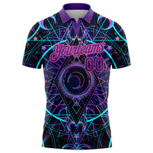 Load image into Gallery viewer, Custom Black Pink-Purple 3D Pattern Design Magic Mushrooms Over Sacred Geometry Psychedelic Hallucination Performance Golf Polo Shirt
