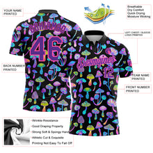 Laden Sie das Bild in den Galerie-Viewer, Custom Black Purple-Pink 3D Pattern Design Magic Mushrooms Psychedelic Hallucination Performance Golf Polo Shirt
