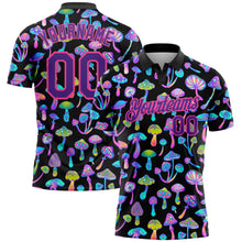 Laden Sie das Bild in den Galerie-Viewer, Custom Black Purple-Pink 3D Pattern Design Magic Mushrooms Psychedelic Hallucination Performance Golf Polo Shirt
