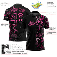Laden Sie das Bild in den Galerie-Viewer, Custom Black Pink 3D Pattern Design Pink Ribbon Breast Cancer Awareness Month Women Health Care Support Performance Golf Polo Shirt
