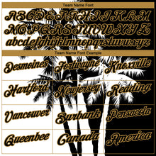 Laden Sie das Bild in den Galerie-Viewer, Custom Black White-Old Gold 3D Pattern Design Hawaii Coconut Trees Performance Golf Polo Shirt
