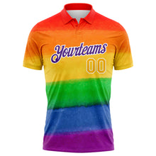 Laden Sie das Bild in den Galerie-Viewer, Custom Rainbow Gold-Purple 3D Pattern Design Pride Month Love Is Love LGBT Performance Golf Polo Shirt
