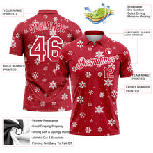 Laden Sie das Bild in den Galerie-Viewer, Custom Red White 3D Christmas Snowflakes Performance Golf Polo Shirt
