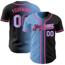 Загрузить изображение в средство просмотра галереи, Custom Black Light Blue-Pink Authentic Gradient Fashion Baseball Jersey
