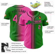 Загрузить изображение в средство просмотра галереи, Custom Grass Green Pink-Black Authentic Gradient Fashion Baseball Jersey

