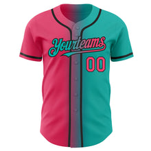 Laden Sie das Bild in den Galerie-Viewer, Custom Aqua Neon Pink-Black Authentic Gradient Fashion Baseball Jersey
