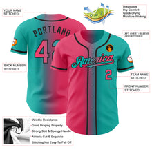 Laden Sie das Bild in den Galerie-Viewer, Custom Aqua Neon Pink-Black Authentic Gradient Fashion Baseball Jersey
