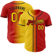 Загрузить изображение в средство просмотра галереи, Custom Red Yellow-Black Authentic Gradient Fashion Baseball Jersey
