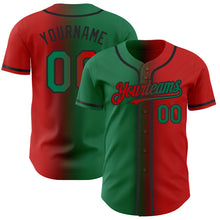 Загрузить изображение в средство просмотра галереи, Custom Red Kelly Green-Black Authentic Gradient Fashion Baseball Jersey
