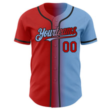 Laden Sie das Bild in den Galerie-Viewer, Custom Light Blue Red-Black Authentic Gradient Fashion Baseball Jersey
