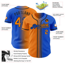 Load image into Gallery viewer, Custom Thunder Blue Bay Orange-Black Authentic Gradient Fashion Baseball Jersey
