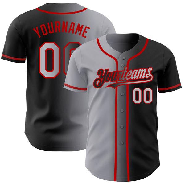 Cheap Custom Black Gray-Red Authentic Gradient Fashion Baseball JerseyLight  Free Shipping – CustomJerseysPro