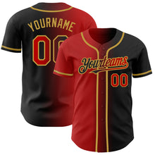 Загрузить изображение в средство просмотра галереи, Custom Black Red-Old Gold Authentic Gradient Fashion Baseball Jersey
