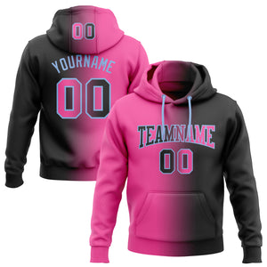 Custom Stitched Black Pink-Light Blue Gradient Fashion Sports Pullover Sweatshirt Hoodie