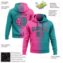 Load image into Gallery viewer, Custom Stitched Teal Pink-Black Gradient Fashion Sports Pullover Sweatshirt Hoodie
