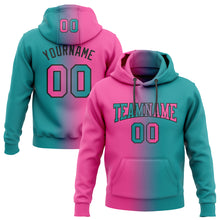 Load image into Gallery viewer, Custom Stitched Teal Pink-Black Gradient Fashion Sports Pullover Sweatshirt Hoodie
