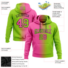 Laden Sie das Bild in den Galerie-Viewer, Custom Stitched Neon Green Pink-Black Gradient Fashion Sports Pullover Sweatshirt Hoodie
